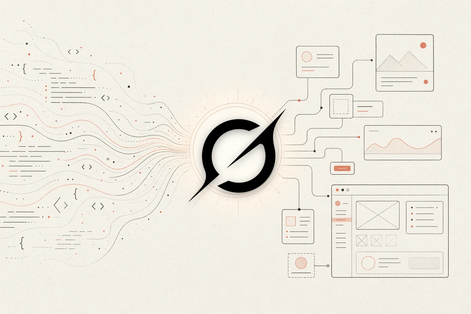 Grok Build design feedback loop: a terminal agent planning from a reference image, a browser rendering the UI, and a workspace, with a feedback arrow looping back