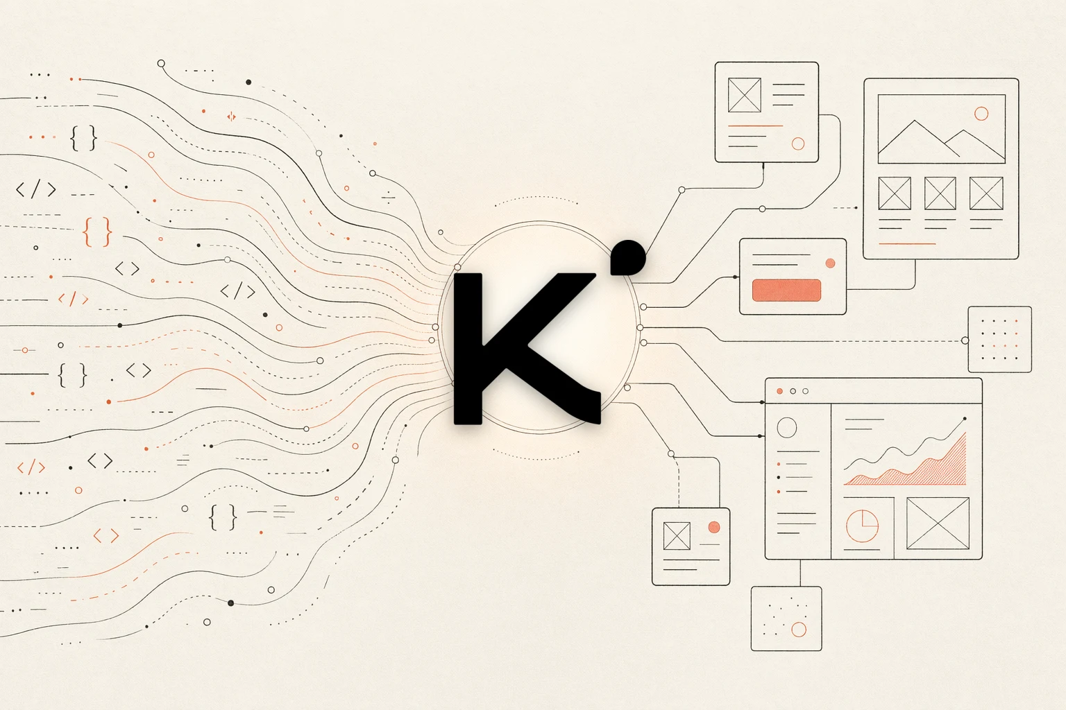 Kimi CLI design feedback loop: a terminal agent reading a reference image, a browser rendering the UI, and a workspace, with a feedback arrow looping back