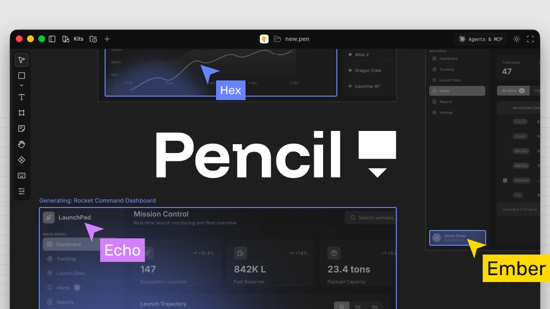 Pencil (pencil.dev) — an AI design canvas inside the IDE that keeps .pen files in your repo