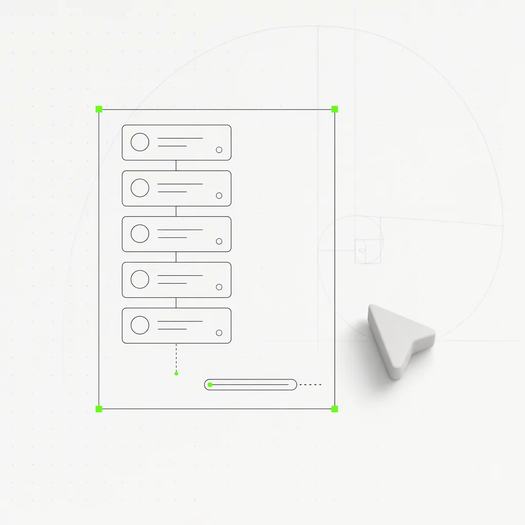 A stack of queued comment cards beside a running progress bar, selected in a green frame, on a near-white editorial ground